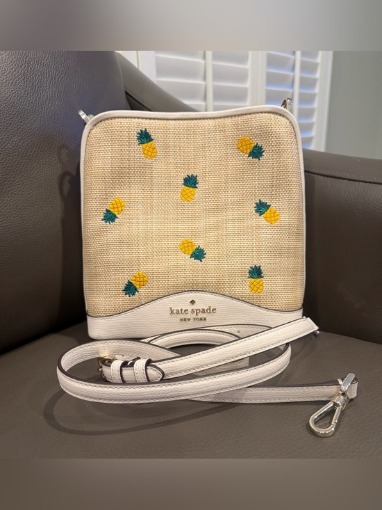 kate spade Handbags - kate spade Cream Rafia Crossbody with Yellow Pineapple Embroidery